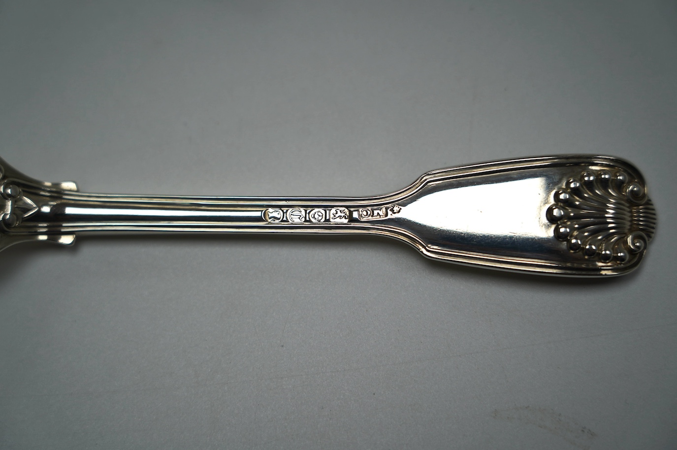 A set of six early Victorian silver fiddle, thread and shell pattern dessert forks, by Mary Chawner, London, 1838, 17.3cm, 12oz. Condition - poor to fair